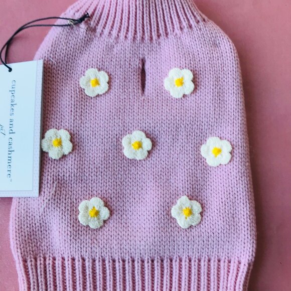 Cupcakes and Cashmere Pet Dog  Pink Flower  Knit  Sweater  Size :XS - Picture 2 of 4